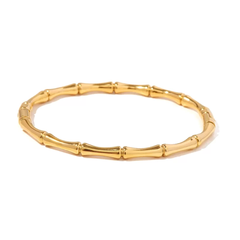 New Stainless Steel Gold Color Bamboo Closed Bracelet 18k Gold Plated Waterproof Fashion Women Jewelry