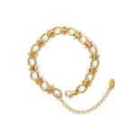 Golden Stainless Steel Metal Bracelet Adjustable Jewelry for Women Charm Fashion Jewelry Girls Gift