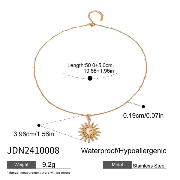 Youthway Fashion Trendy Stainless Steel Zircon Shell Moon Sun Pendant Necklace For Women Waterproof Anti Allergic Jewelry Gift - Image 6