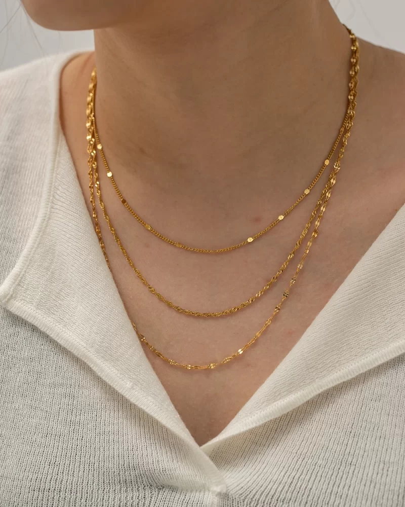 Youthway 18K Gold Color Stainless Steel Three Layer Necklace Jewelry Women Gold Color Pvd Plated Elegant Gala New - Image 2