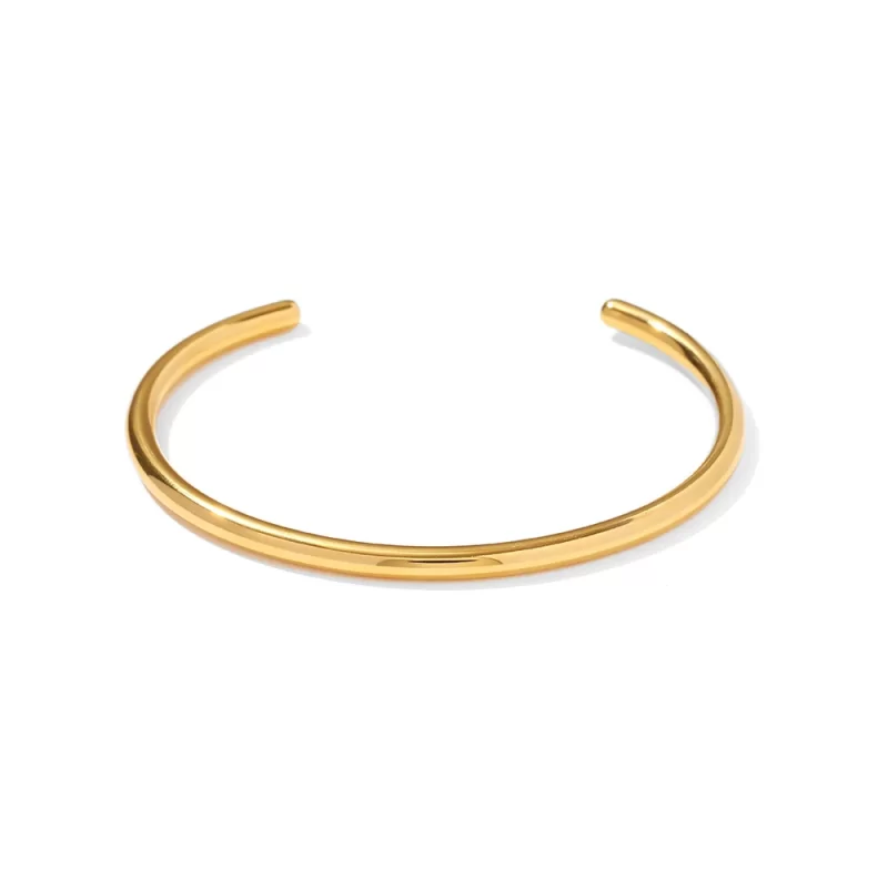 18K Gold Stainless Steel Smooth Open Bracelet Metallic Waterproof Geometric Bracelet For Women Gift