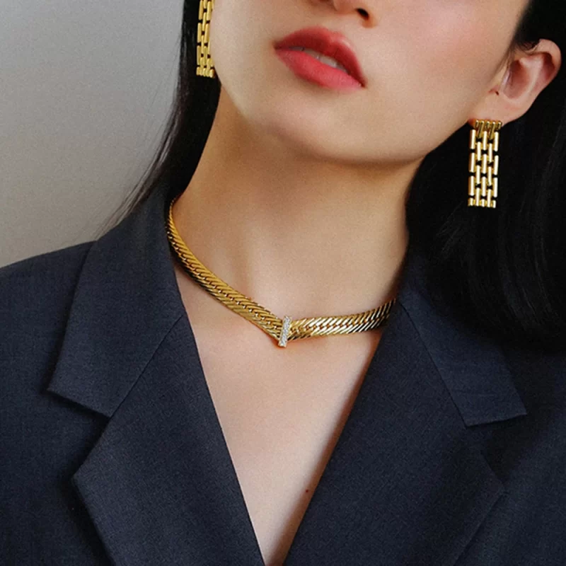 Youthway Waterproof Stainless Steel 16K Gold Inlaid Zirconia Cuban Necklace for Women Exquisite Handmade Jewelry New - Image 3