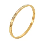 18k Gold Stainless Steel Bangles Winter Stacking Cubic Zirconia Opening Bracelet for Women Jewelry Gift
