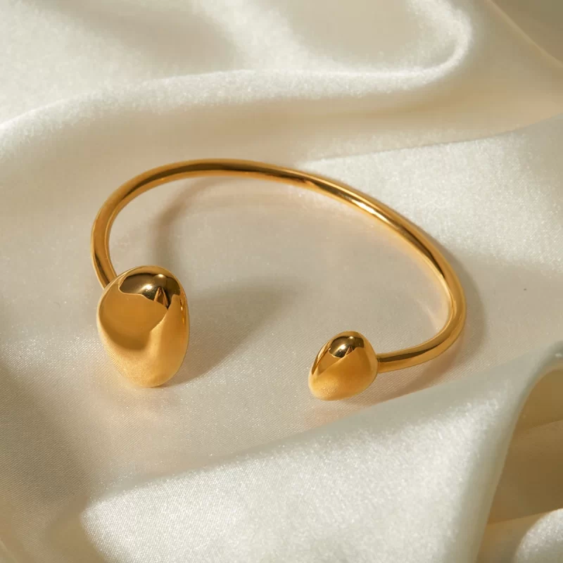 18K Gold Plated Minimalist Stainless Steel Irregular Open Bracelet for Women Popular Jewelry Gift New - Image 4
