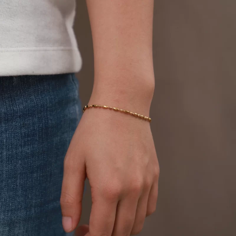 NEW 18K Gold Plated Stainless Steel bracelet Oval Bead Pure Chain Bracelet Ladies Party Anniversary Jewelry Gifts - Image 3