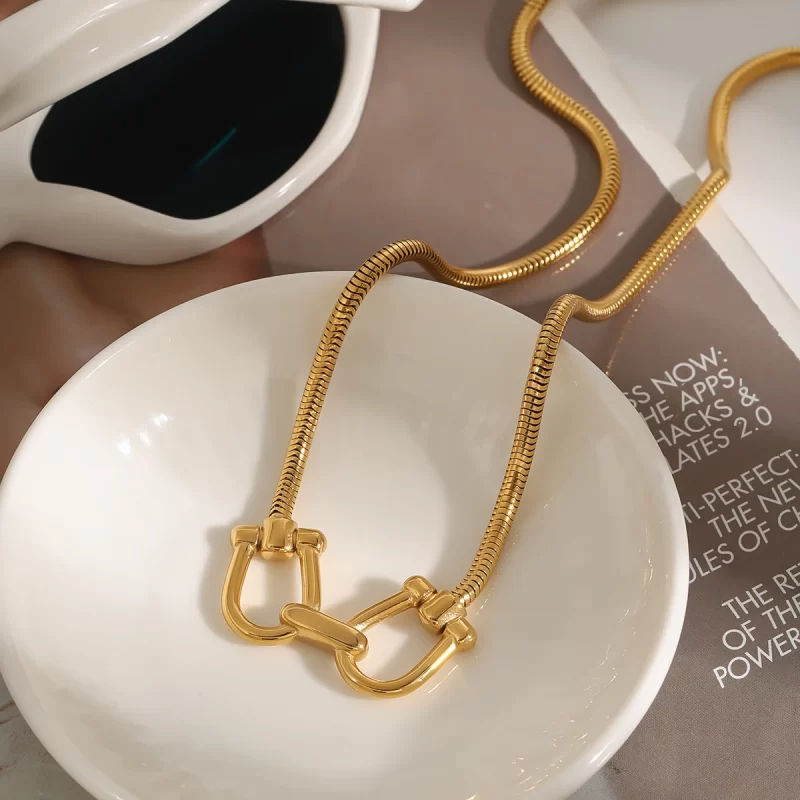 Youthway Personalized Versatile Gold Plated Stainless Steel Horseshoe Buckle Chain Necklace Waterproof Unisex Jewelry New 2025 - Image 5