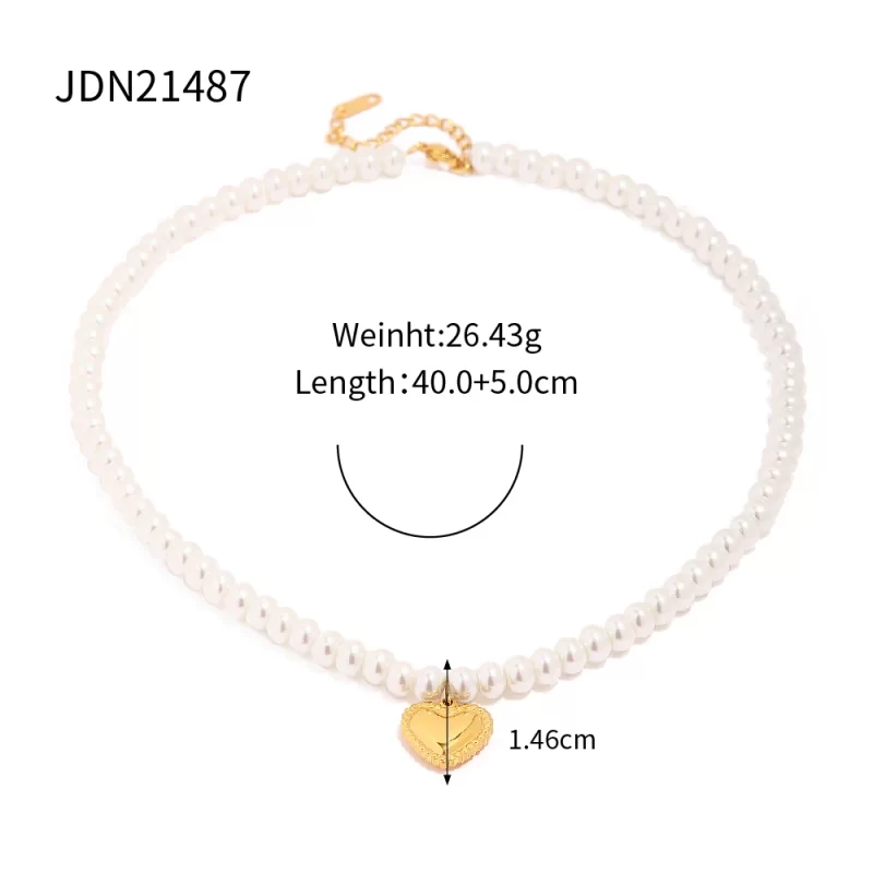 Youthway Glass Pearl Heart Stainless Steel Pendant Necklace Aesthetic Luxury Chain Jewelry Women Gift 2023 NEW - Image 6
