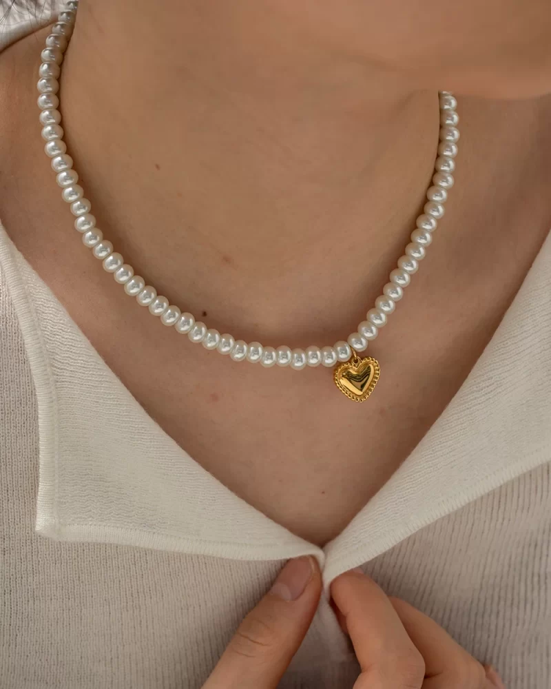 Youthway Glass Pearl Heart Stainless Steel Pendant Necklace Aesthetic Luxury Chain Jewelry Women Gift 2023 NEW - Image 5