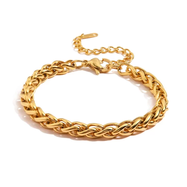 Statement Stylish Waterproof 18K Gold Plated Stainless Steel Bracelet Trendy Charm Jewelry Gift Men