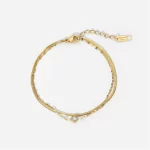 Stainless Steel Bracelet Golden Double Layer Snake Bone Chain Bracelets Fashion Jewelry Gift