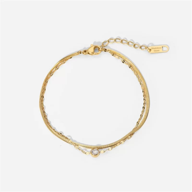 Stainless Steel Bracelet Golden Double Layer Snake Bone Chain Bracelets Fashion Jewelry Gift