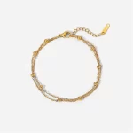 Round Bead Chain Bracelet Stainless steel 18K gold-plated metal texture rust-proof and waterproof Prevent allergy Partygif