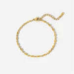 NEW 18K Gold Plated Stainless Steel bracelet Oval Bead Pure Chain Bracelet Ladies Party Anniversary Jewelry Gifts