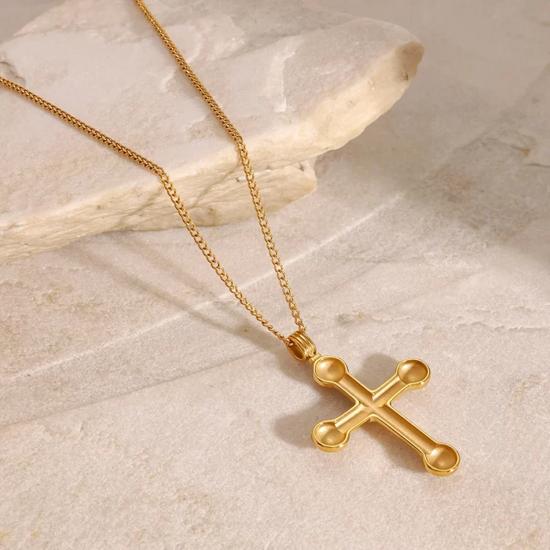 Youthway New Design Gold Plated Colorful Zircon Cross Pendant Necklace For Unisex Waterproof Stainless Steel Jewelry Accessory - Image 5
