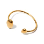 18K Gold Plated Minimalist Stainless Steel Irregular Open Bracelet for Women Popular Jewelry Gift New