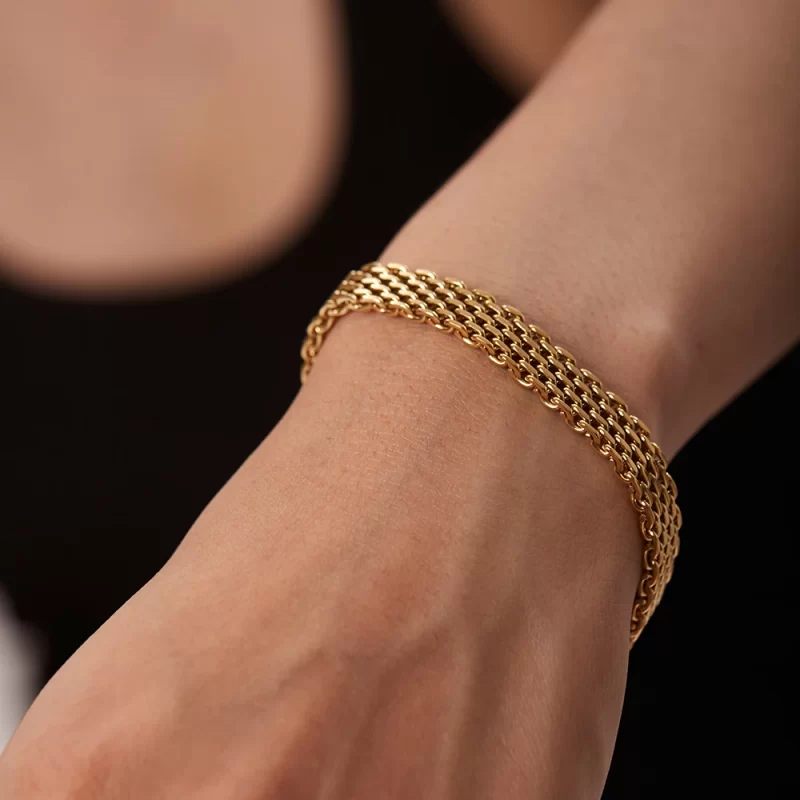 Gold Plated Stainless Steel Watch Belt Stacking Bracelet For Women Occident Metal Texture New Design Bracelet Jewelry Gifts Men - Image 2