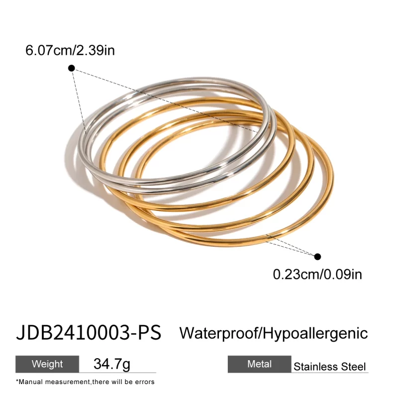 Minimalist Trendy Stainless Steel Gold&Silver Color Circle Bracelet Bangle For Women Waterproof Anti Allergic Jewelry - Image 6