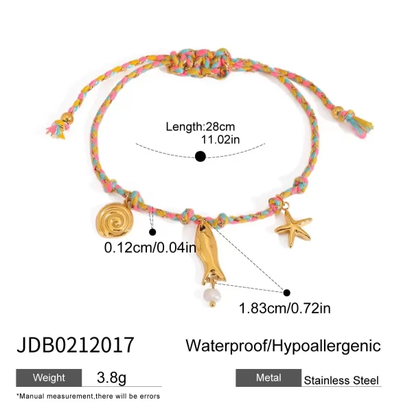 Bohemia Holiday Stainless Steel Shell Natural Stone Pendant Colorful Rope Necklace Bracelet Summer Styles Charm Jewelry - Image 2