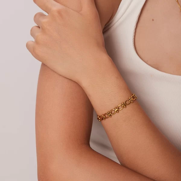 Golden Stainless Steel Metal Bracelet Adjustable Jewelry for Women Charm Fashion Jewelry Girls Gift - Image 3