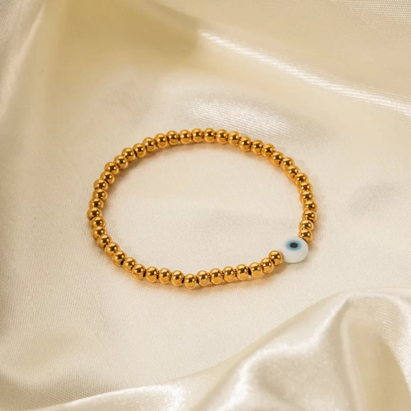 4MM Wide Stainless Steel Ball Devil Eye Stretch Bracelet Wrist Handmade Summer Jewelry 2023 Waterproof - Image 5
