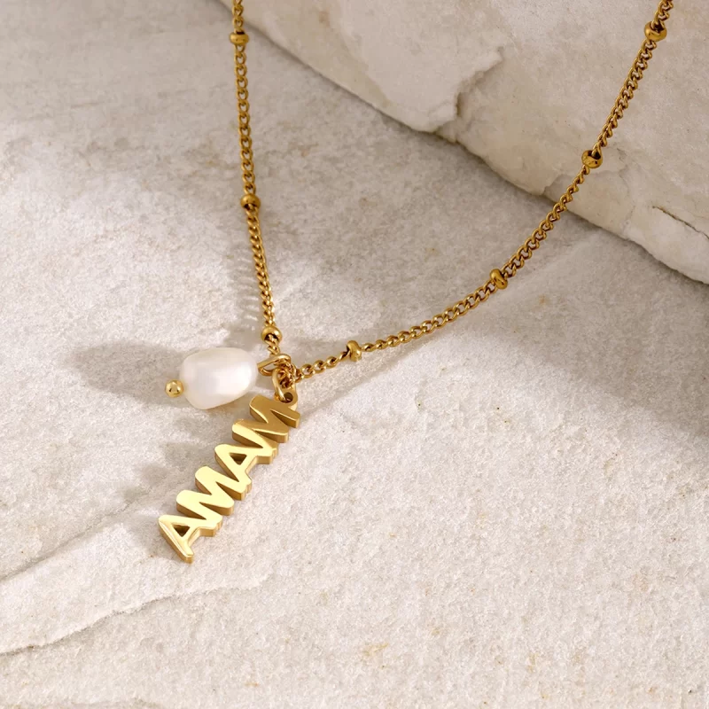 Youthway MAMA Letter Pearl Pendant Fashion Necklace Stainless Steel Trendy Charm Jewelry For Women Party Birthday Gift 2024 - Image 3