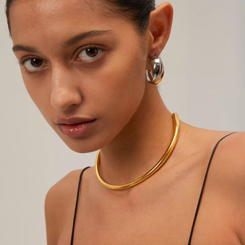 Youthway Smooth Stainless Steel Minimalist Glossy Choker for Women Waterproof Trendy Jewelry Gift 2025 New Arrival - Image 2