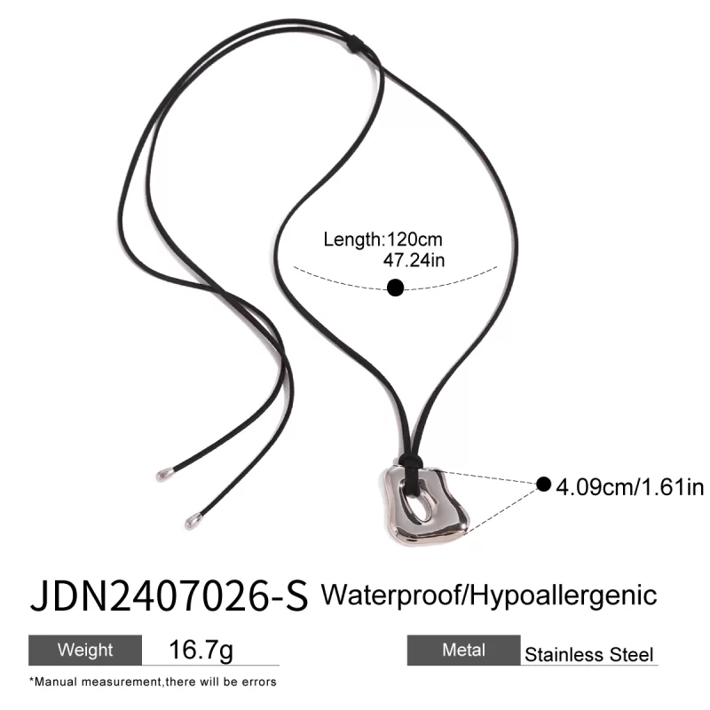Youthway Trendy Stainless Steel Waterproof Irregular Geometric Metal Wax Rope Necklace Gold Silver For Women Jewelry Gift - Image 6