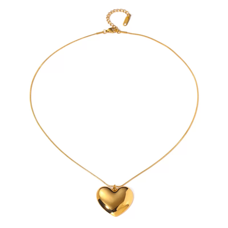 Youthway Heart Love Glossy Stainless Steel Pendant Necklace for Women Romantic Charms Metal Chain Rust Proof Golden Jewelry Gift - Image 4
