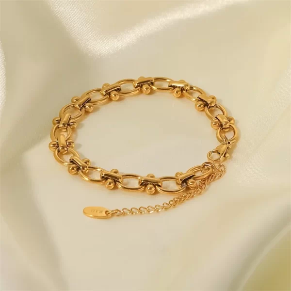 Golden Stainless Steel Metal Bracelet Adjustable Jewelry for Women Charm Fashion Jewelry Girls Gift - Image 4
