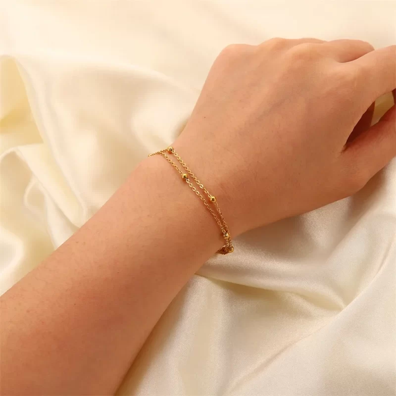 Round Bead Chain Bracelet Stainless steel 18K gold-plated metal texture rust-proof and waterproof Prevent allergy Partygif - Image 2