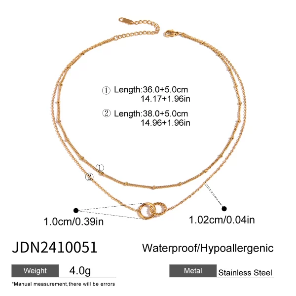 Youthway Stainless Steel Double Layers Necklace For Women 2024 18K Gold Plated Texture Waterproof Thin Chain Jewelry New Gift - Image 6