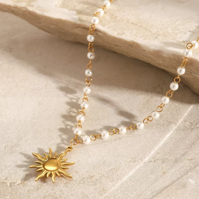 Youthway Personality Sun Pendant Necklace Elegant Multi-Pearl Chain Romantic Birthday Gift for Women Statement Jewelry Accessory - Image 3