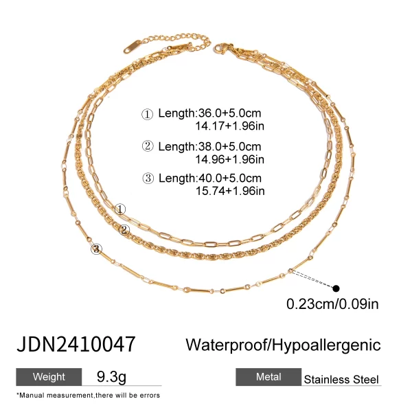 Youthway Modern Design Versatile 18K Gold Plated Stainless Steel Multi-layer Chain Necklace For Women Waterproof Jewelry Gift - Image 6
