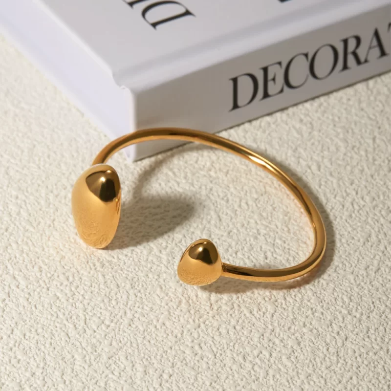 18K Gold Plated Minimalist Stainless Steel Irregular Open Bracelet for Women Popular Jewelry Gift New - Image 5