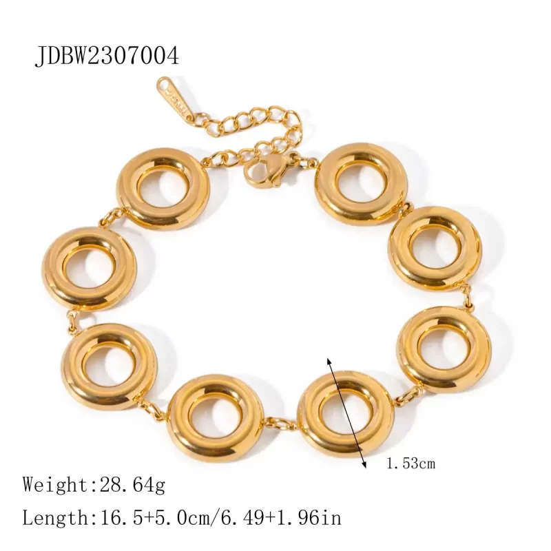 Stainless Steel Exquisite Glossy Circle Bracelet 18K Gold Plated For Women Men Fashion Waterproof Jewelry Gift - Image 6
