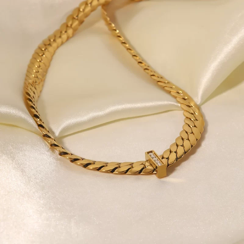 Youthway Waterproof Stainless Steel 16K Gold Inlaid Zirconia Cuban Necklace for Women Exquisite Handmade Jewelry New - Image 5