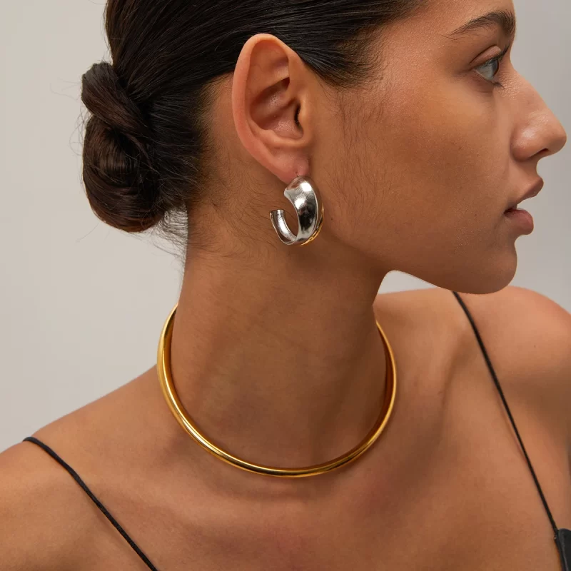 Youthway Smooth Stainless Steel Minimalist Glossy Choker for Women Waterproof Trendy Jewelry Gift 2025 New Arrival - Image 3