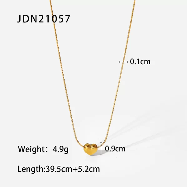New Arrival 18K PVD Gold Plated Heart Pendant Choker Jewelry Party Stainless Steel Simple Smooth Heart Necklace for Girls - Image 6