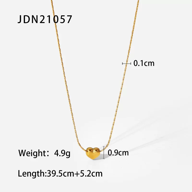 New Arrival 18K PVD Gold Plated Heart Pendant Choker Jewelry Party Stainless Steel Simple Smooth Heart Necklace for Girls - Image 6