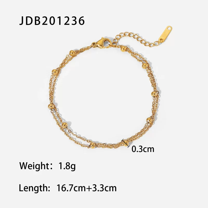 Round Bead Chain Bracelet Stainless steel 18K gold-plated metal texture rust-proof and waterproof Prevent allergy Partygif - Image 5