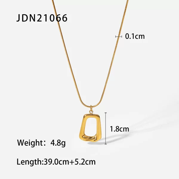 Dropshipping Vintage Stainless Steel Trapezoid Shape Necklace Women 18K Gold Plated Hollow Square Pendant Necklace for Girls - Image 6