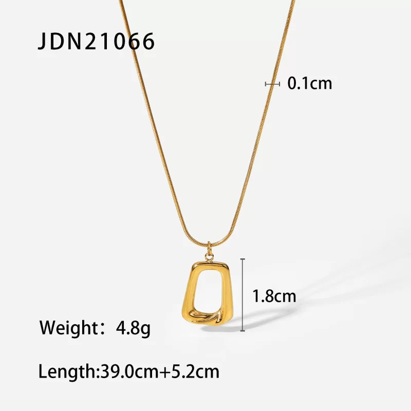 Dropshipping Vintage Stainless Steel Trapezoid Shape Necklace Women 18K Gold Plated Hollow Square Pendant Necklace for Girls - Image 6