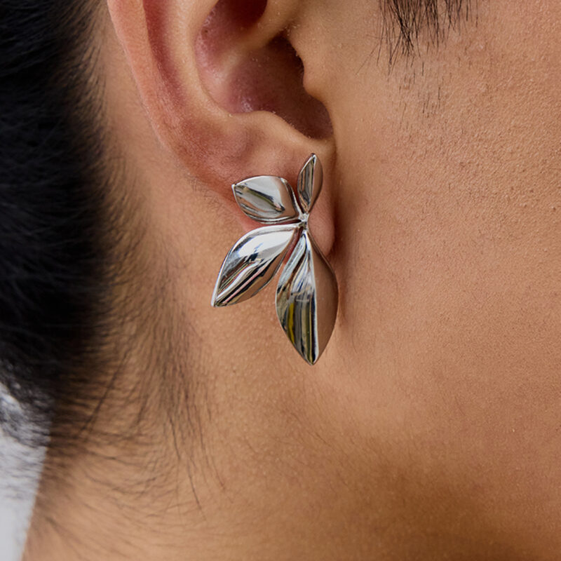 Stainless Steel Rotating Gold Leaf Earrings for Women - Image 3