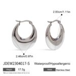 Women's Classic Stainless Steel U-Shape Hoop Earrings Pair