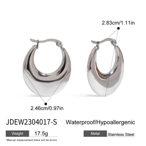 Women's Classic Stainless Steel U-Shape Hoop Earrings Pair