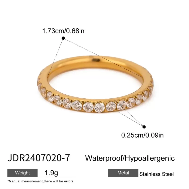 JD 18K Gold Plated Stainless Steel Full Circle AAA Cubic Zirconia High Polish Ring Hypoallergenic Luxury Jewelry for Women - Image 6