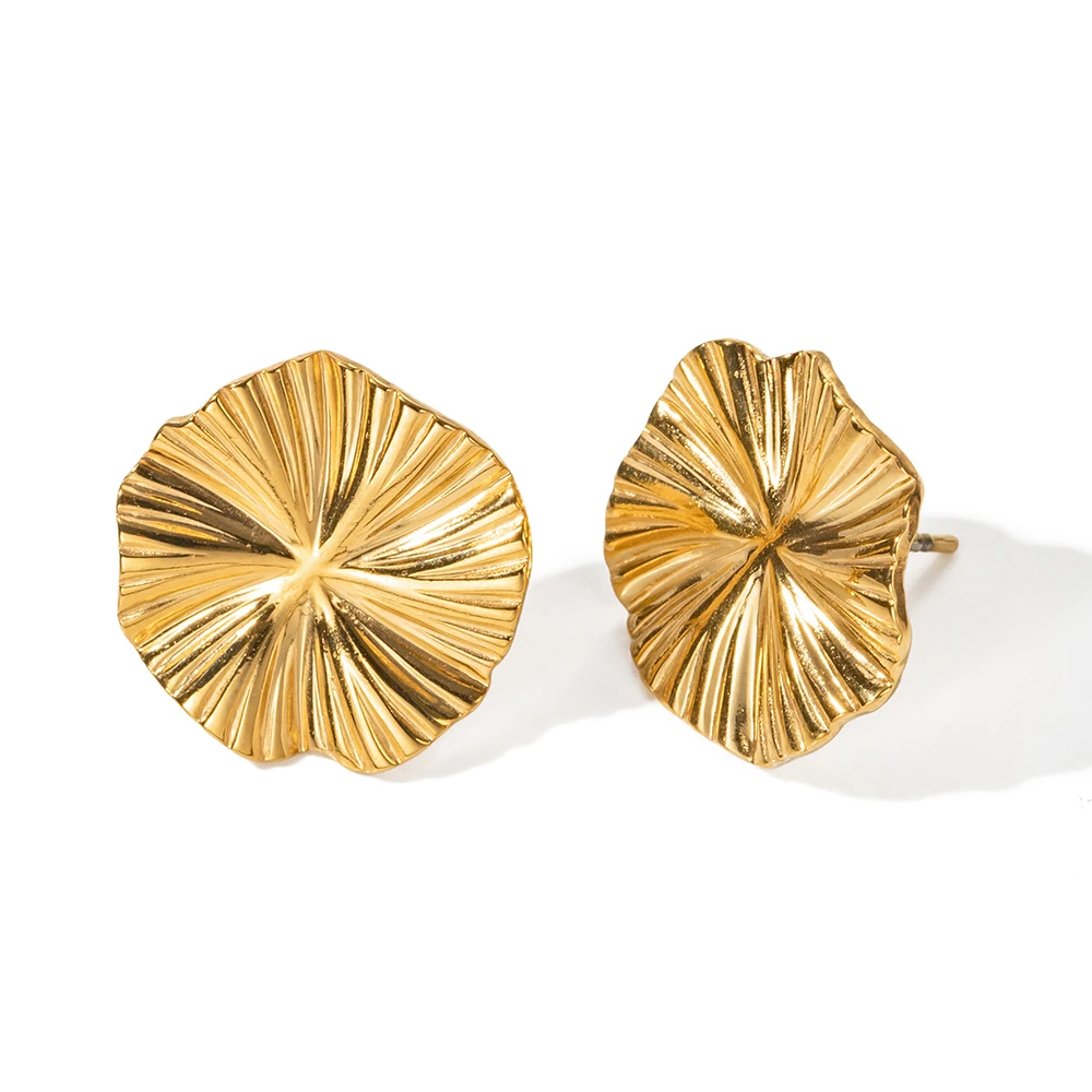Exaggerated Chunky Hoop Earring 18k Gold Plated Stainless Steel French Fanshaped Drop Earring for Women