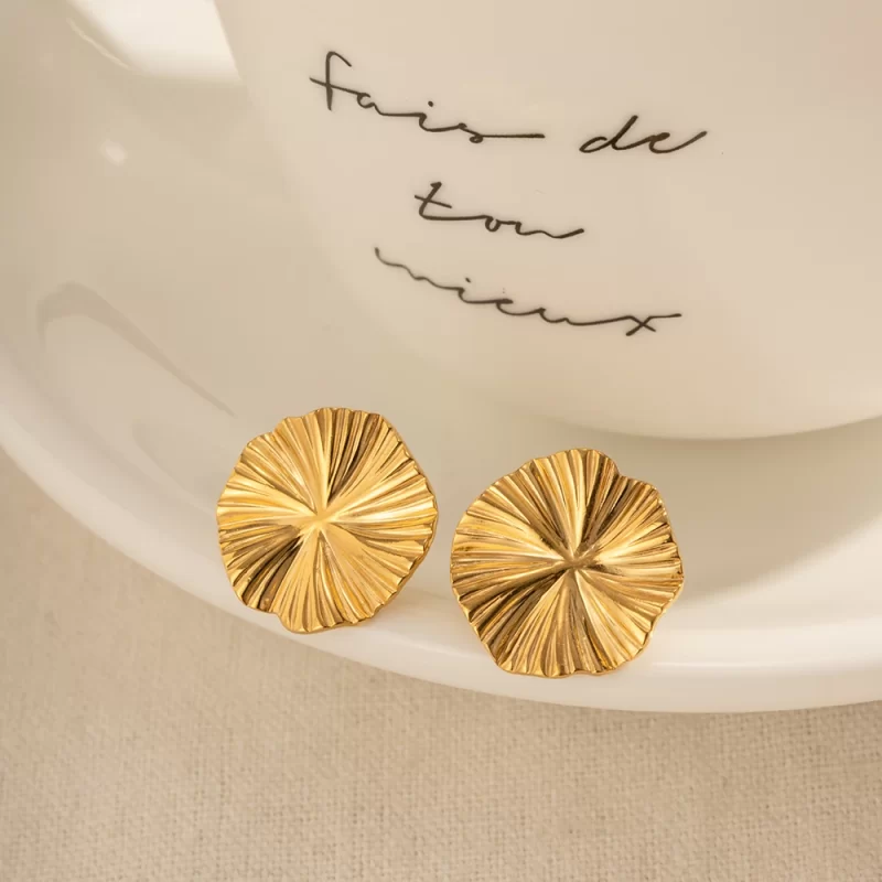 Exaggerated Chunky Hoop Earring 18k Gold Plated Stainless Steel French Fanshaped Drop Earring for Women - Image 3