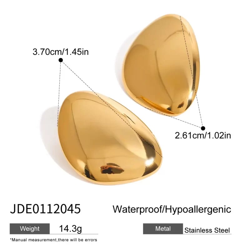 18K Gold Stainless Steel Female Earrings Non-Fading Trendy Stud Style  European American Fashion Geometric Pattern - Image 6