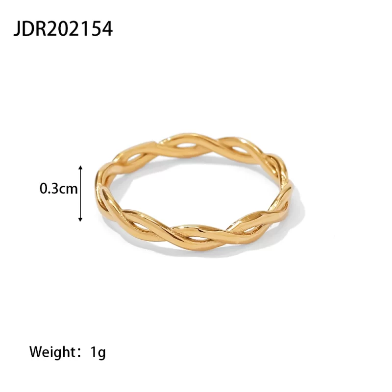 Minimalist 18K Gold Plated Stainless Steel Twisted Rings Geometric Hollow PVD Plating for Women - Image 4